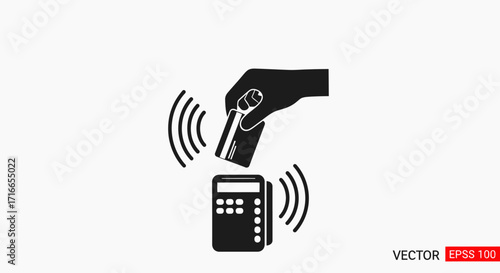 Contactless payment with card over terminal, makes paying easy and efficient for customers everywhere, a modern financial transaction solution