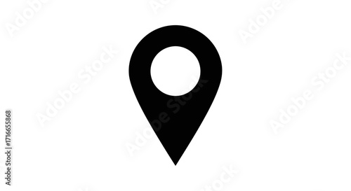 Essential black location pin for navigation apps and mapping tools, ideal for travel guides, business directories, and modern website designs