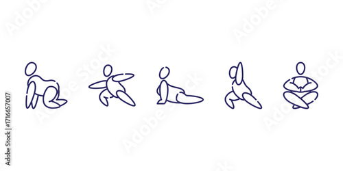 Yoga Vector and Icon Collection Featuring Yoga Positions, Exercise Icons, Meditation Poses, Fitness Workouts, Wellness Illustrations, Healthy Lifestyle Designs, Relaxation Icons