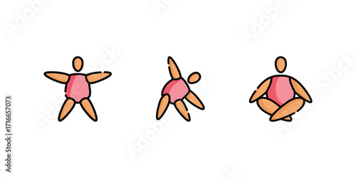 Yoga Vector and Icon Collection Featuring Yoga Positions, Exercise Icons, Meditation Poses, Fitness Workouts, Wellness Illustrations, Healthy Lifestyle Designs, Relaxation Icons