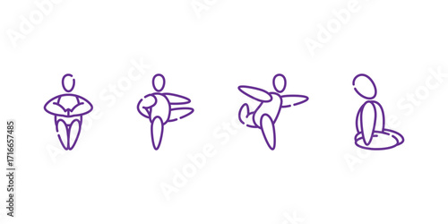 Yoga Vector and Icon Collection Featuring Yoga Positions, Exercise Icons, Meditation Poses, Fitness Workouts, Wellness Illustrations, Healthy Lifestyle Designs, Relaxation Icons