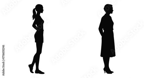 Two women in silhouette facing each other side profiles clearly visible
