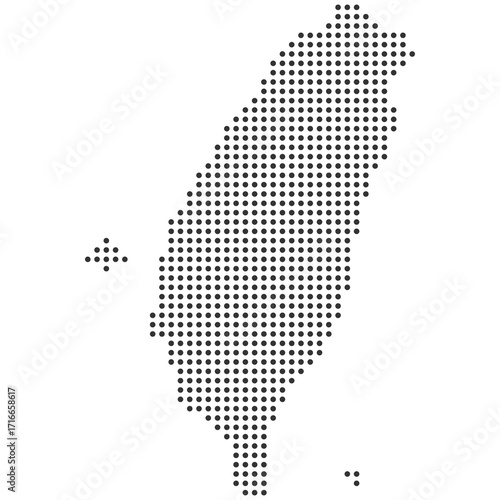 Dotted Taiwan map vector illustration, black dot map of Taiwan