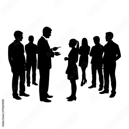 Business meeting discussion people silhouettes