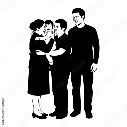 Family embracing with joy parents child