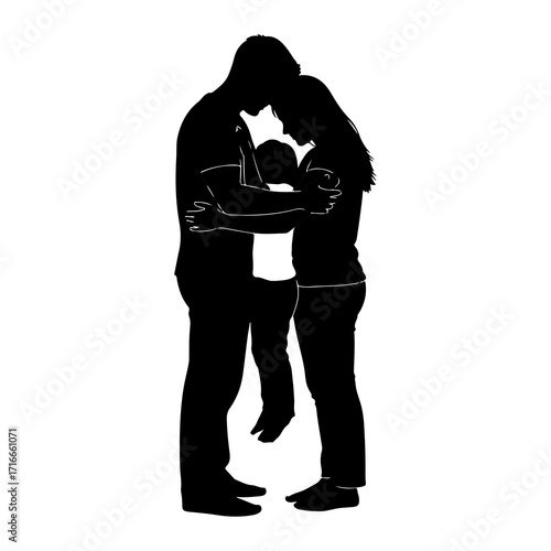 Family embracing with love and tenderness embrace parents