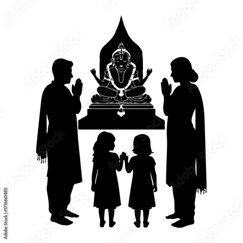 Family praying before deity prayer worship