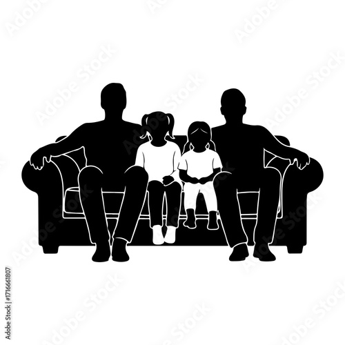 Family sitting on sofa people children