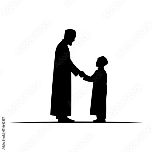 Father and son holding hands family love
