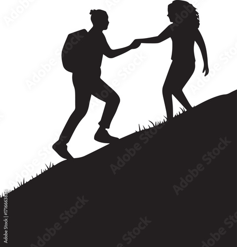 Uplifted Minimalist Silhouette of Support on the Slope