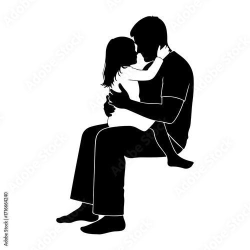 Father holding daughter close embrace love