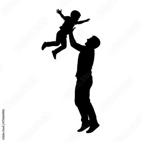 Father throws child in air throwing playing