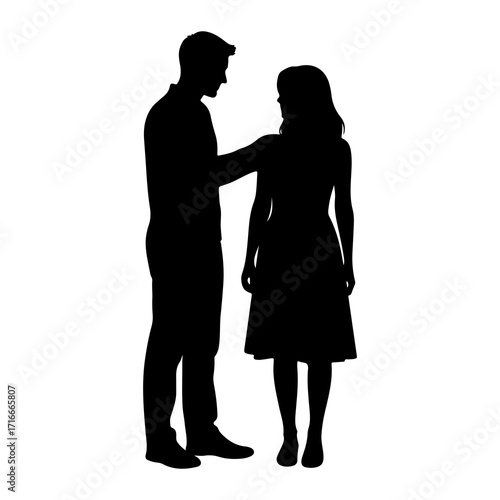 Man touching woman shoulder silhouette couple