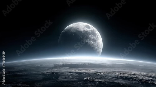 The magnificent view of the Earth and the Moon facing each other