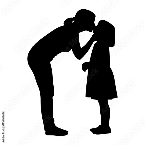 Mother kissing daughter silhouette love family