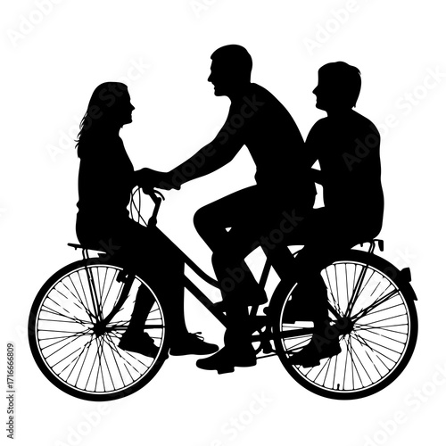 People riding tandem bicycle silhouette