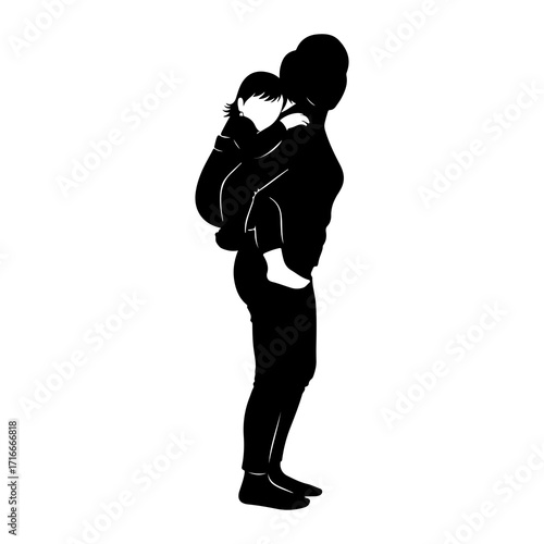 Person carrying child on back silhouette