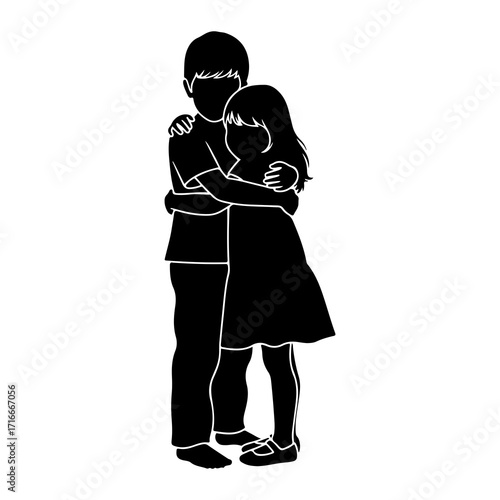 Siblings embracing tenderly embrace children