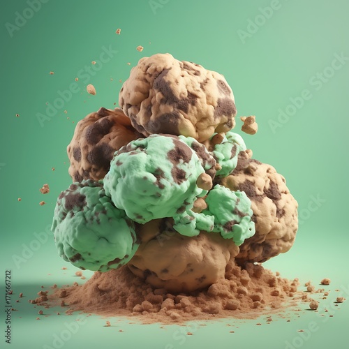 Stack of colorful ice cream scoops delicious dessert concept stu