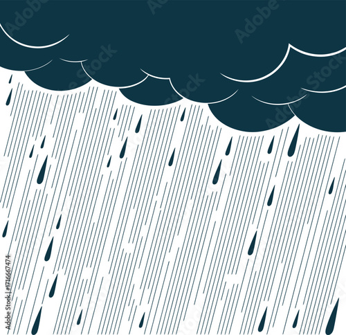 Rainy Weather Illustration Isolated on Transparent Background Storm Art Design Vector