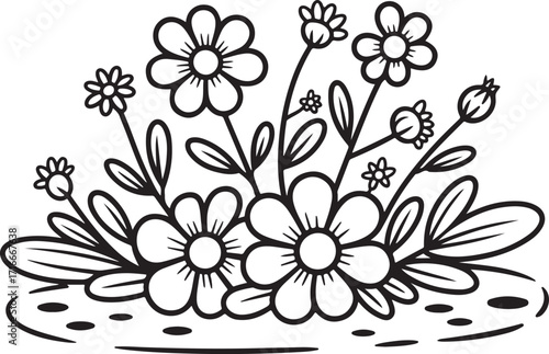 Floral Silhouette Vector Daisies Decorative Flower Design