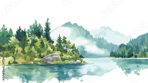 Tara National Park. Tara National Park watercolor vector illustration