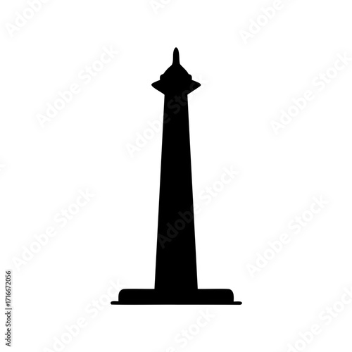 Monas Monument Silhouette Depicting Indonesian National Symbolism and Cultural Heritage