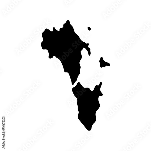 Abstract map outline with several land masses in a graphic design