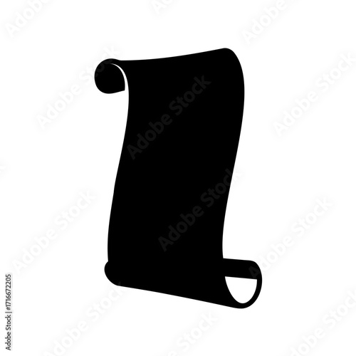 Black Silhouette Illustration of an Ancient Parchment Scroll Document or Map