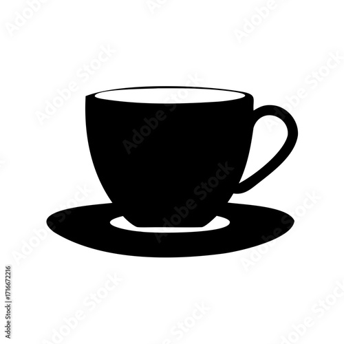 Elegant silhouette of a coffee cup on a saucer, a classic design