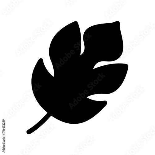 Silhouette of a deeply lobed leaf, possibly a fig or maple leaf