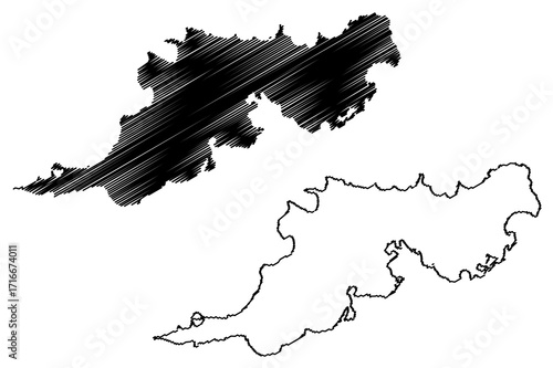 Tortola island (British Virgin Islands, United Kingdom, Cenrtal America, Caribbean islands) map vector illustration, scribble sketch Tortola map