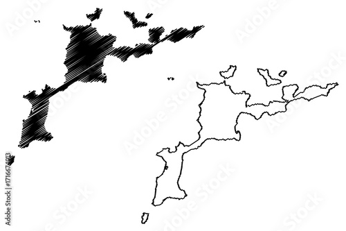 Virgin Gorda and Moskito island (British Virgin Islands, United Kingdom, Cenrtal America, Caribbean islands) map vector illustration, scribble sketch Virgin Gorda and Moskito map