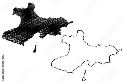 Union island (Saint Vincent and the Grenadines, Cenrtal America, Caribbean islands) map vector illustration, scribble sketch Union map