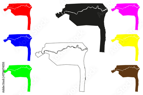 Pekan city (Malaysia) map vector illustration, scribble sketch Pekan Bandar Diraja map