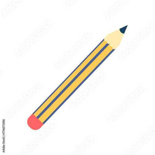 Vibrant striped wooden pencil with pink eraser for creative drawing and academic tasks