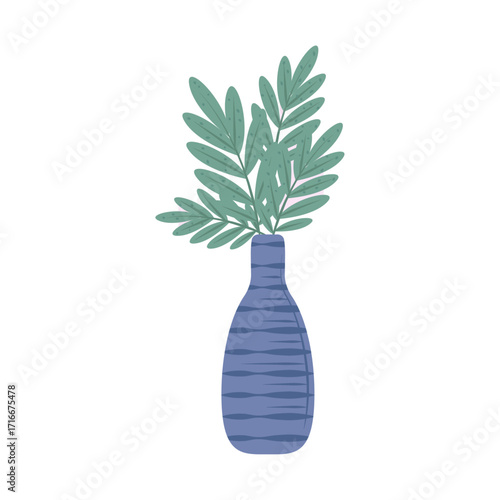 Vase with Plant A Simple Decorative Botanical Art Illustration