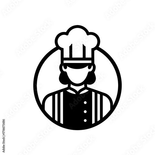 Chef with hat in black circle