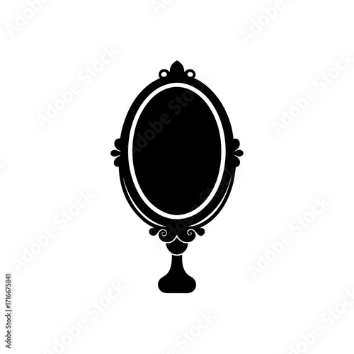 Ornate oval mirror silhouette
