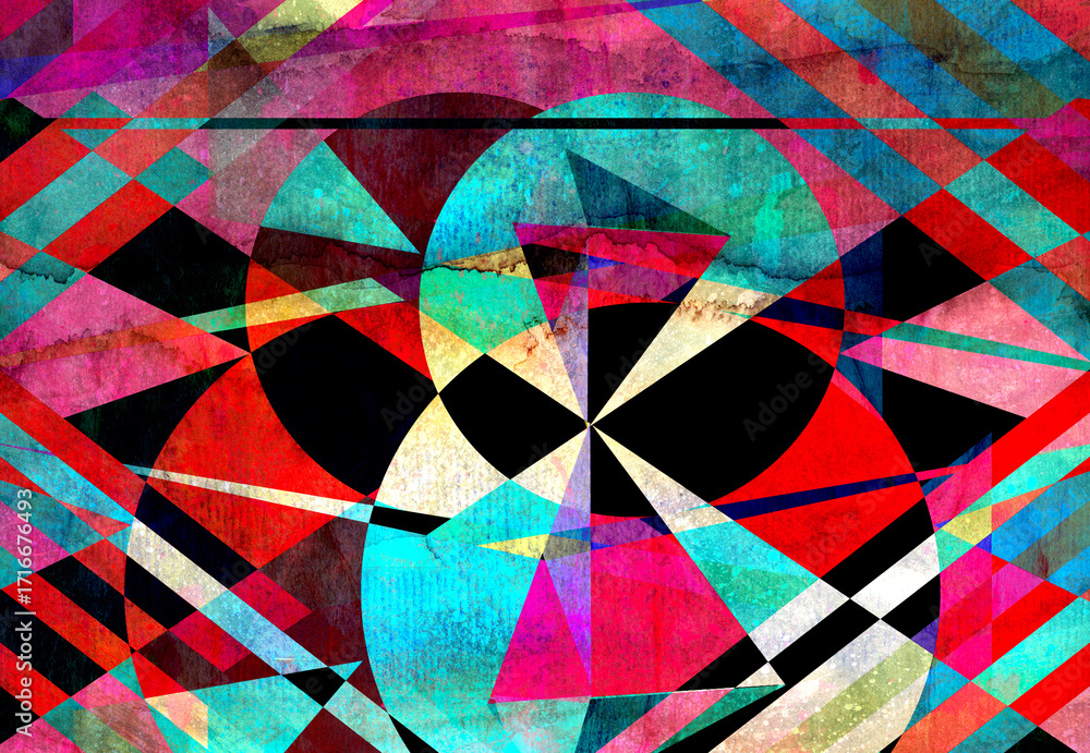 Fototapeta premium Abstract geometric watercolor retro background