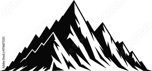 Mountain Range Vector Illustration Isolated on Transparent Background with Peak Art