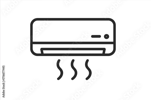 Air conditioner line icon. AC unit vector symbol for cooling and heating system. Simple climate control concept. Modern HVAC ventilation equipment pictogram for web and app design.