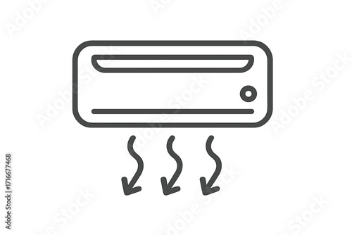 Air conditioner line icon. AC unit symbol. Climate control. Cooling system. Hvac ventilation. Temperature regulation. Home appliance pictogram. Cold air flow. Conditioner vector.