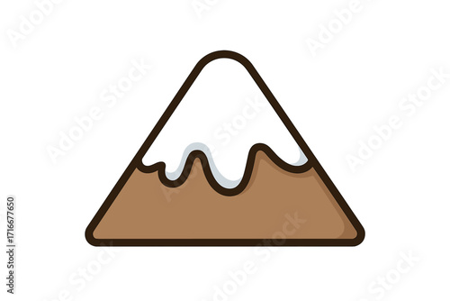 Mountain peak with snow icon. Vector illustration for travel and adventure concepts. Simple nature landscape symbol for hiking and climbing logos. Outdoor exploration graphic.