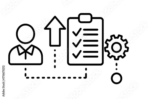 Business process management icon. Career growth, employee development plan and task management. Workflow, productivity and efficiency concept. Personal skills improvement.