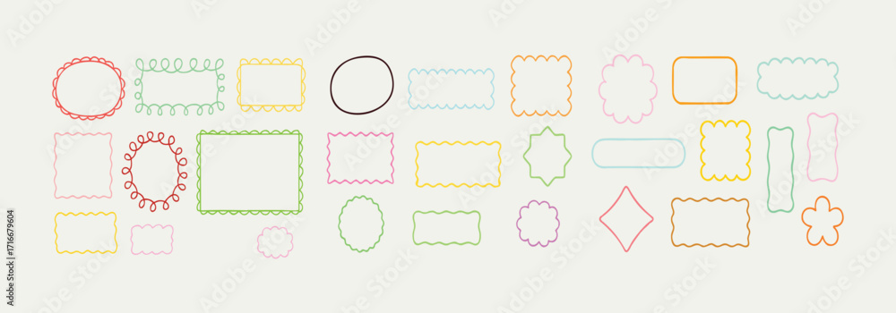 Obraz premium Abstract Hand-Drawn Doodle Frames with Wavy Borders