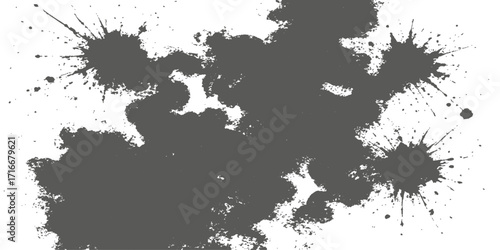 Abstract grunge texture with black ink splat pattern of a world map