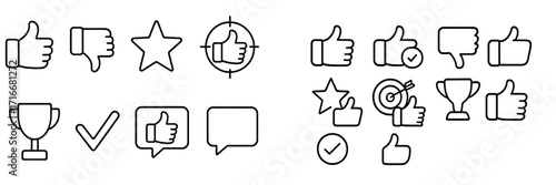 Icons representing feedback and ratings in a simple and modern design for digital communication and user interaction
