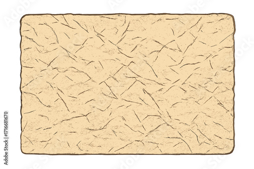 Old crumpled paper texture vector background. Vintage wrinkled ecru sheet for manuscript. Ancient parchment cartoon style. Isolated blank page with copy space for text.