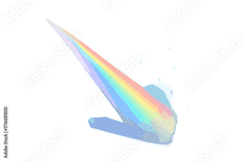 Rainbow reflection light prism effect with blue blur sparks on bright background, hologram glass dispersion, crystal flare leak and shadow overlay, vector transparent design